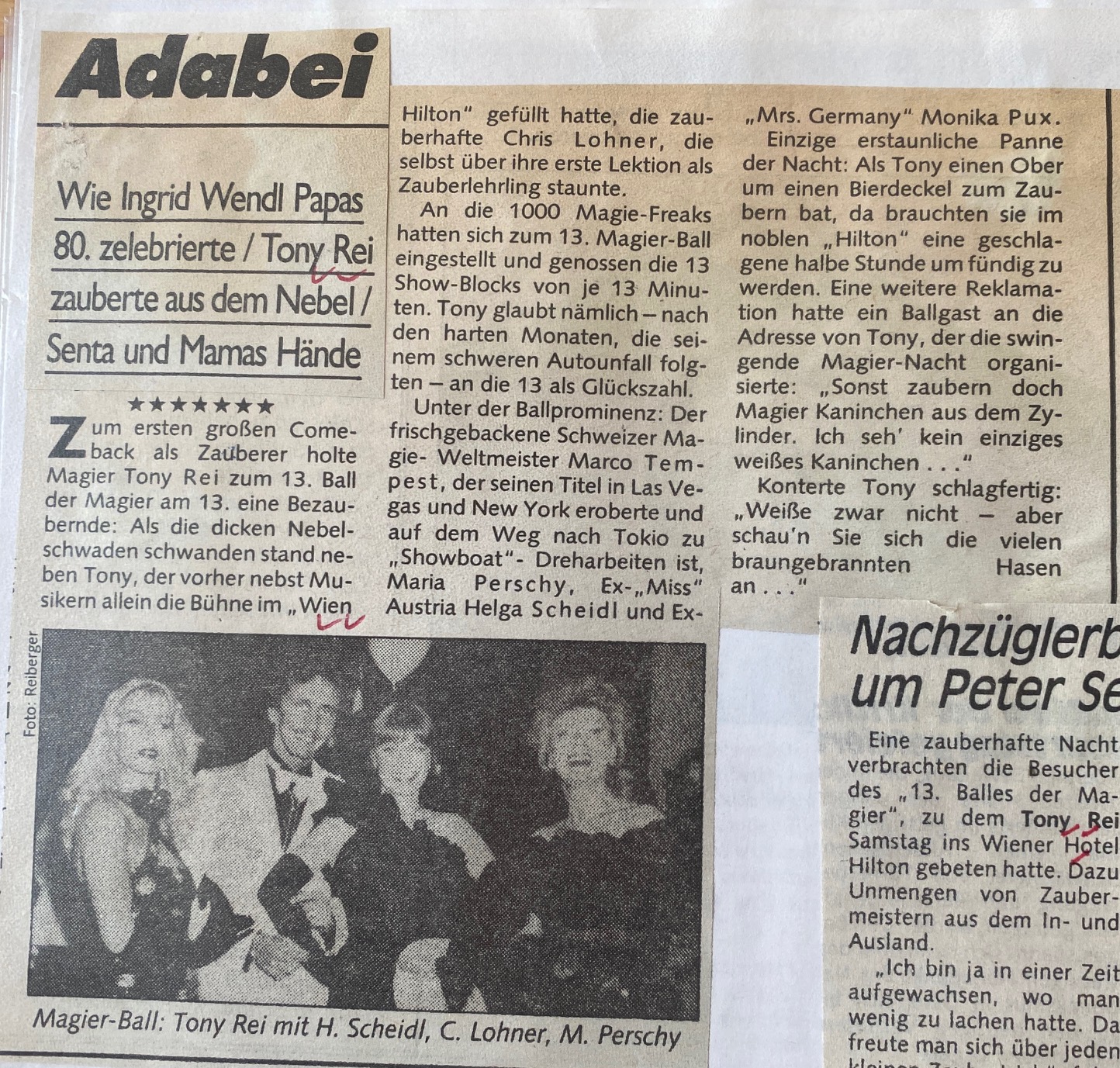 presse  Helga Scheidl Tony Rei Chris Lohner Maria Perschy